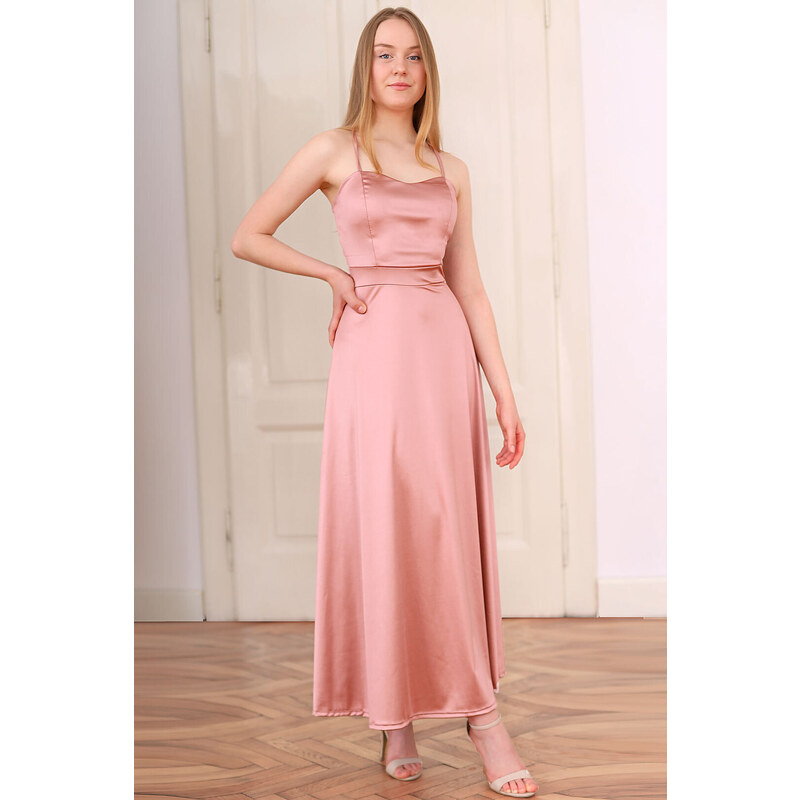 Glara Šnurovacie dlhé šaty s odhaleným chrbtom 45011711