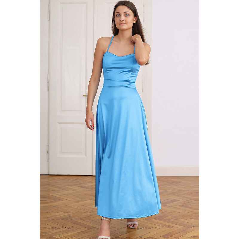 Glara Šnurovacie dlhé šaty s odhaleným chrbtom 45011713