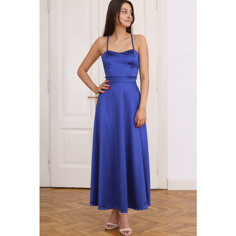 Glara Šnurovacie dlhé šaty s odhaleným chrbtom 45011714