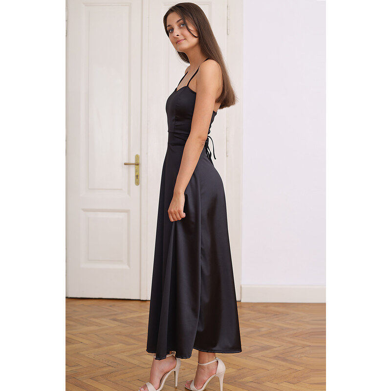 Glara Šnurovacie dlhé šaty s odhaleným chrbtom 45011715