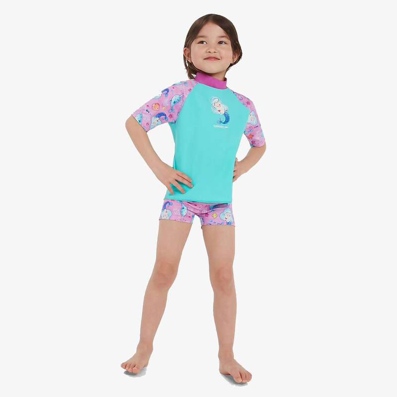 Speedo Short Sleeve Printed Rash Top Set 4YRS 67289992