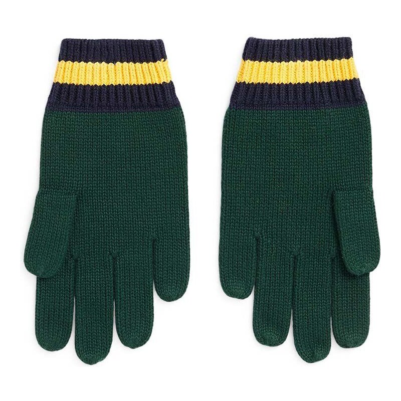 Detské rukavice Polo Ralph Lauren zelená farba