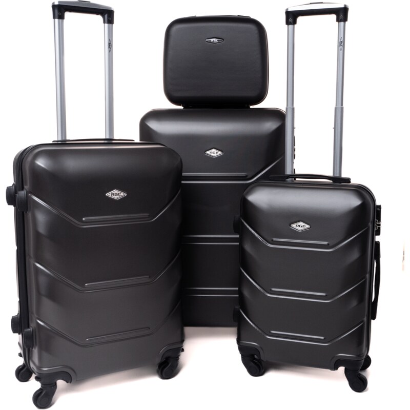 Rogal Čierna sada 4 luxusných ľahkých kufrov "Luxury" - veľ. S, M, L, XL