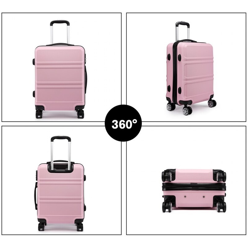 Konofactory Svetloružová sada luxusných kufrov s TSA zámkom "Travelmania" - veľ. M, L, XL