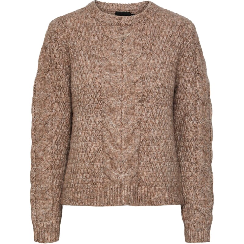 PIECES Sveter PCNina hnedá melírovaná 58421430