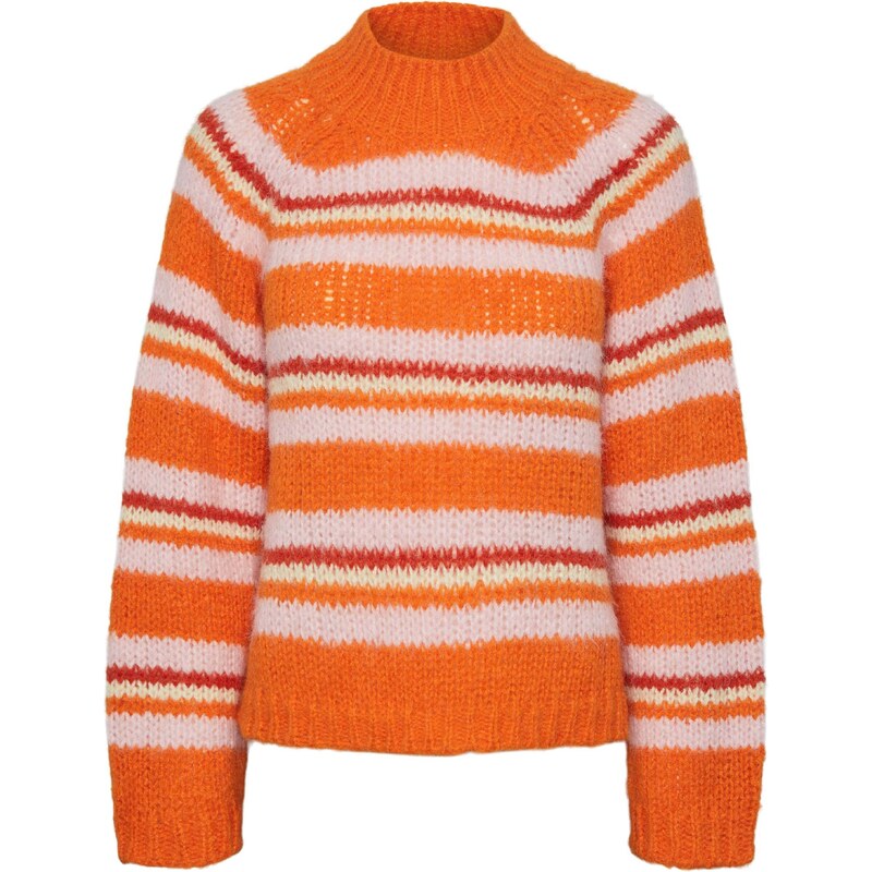 PIECES Sveter pastelovo fialová / oranžová / hrdzavo červená / biela 54254341