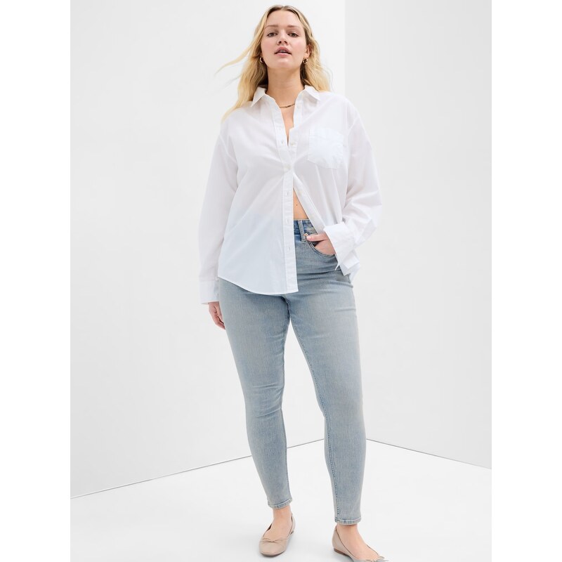 Svetlomodré dámske skinny fit rifle s vysokým pásom GAP 50545878