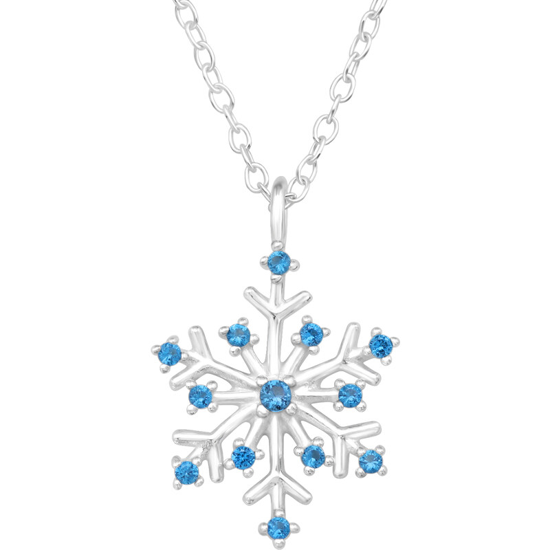 Olivie Strieborný náhrdelník MODRÁ SNEHOVÁ VLOČKA 7656 45111270
