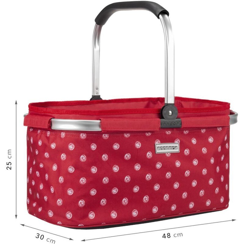 anndora Nákupný košík 22 litrov — červená s bodkami