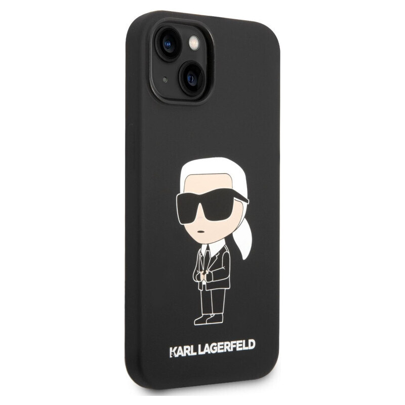 Apple iPhone 14 Plus Karl Lagerfeld Liquid Silicone Ikonik NFT puzdro čierna KLHCP14MSNIKBCK