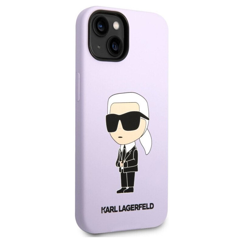 Apple iPhone 14 Plus Karl Lagerfeld Liquid Silicone Ikonik NFT puzdro fialová KLHCP14MSNIKBCU