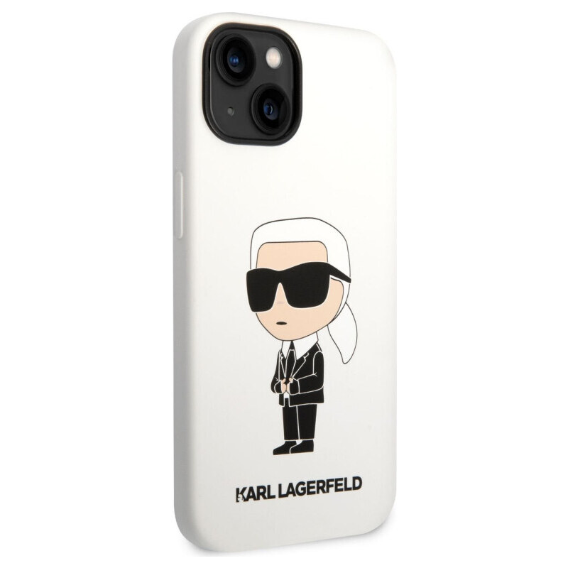 Apple iPhone 14 Karl Lagerfeld Liquid Silicone Ikonik NFT puzdro biela KLHCP14SSNIKBCH