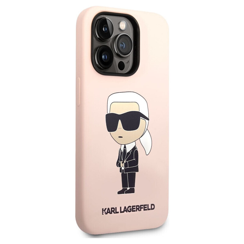 Apple iPhone 14 Pro Karl Lagerfeld Liquid Silicone Ikonik NFT-Hülle pink KLHCP14LSNIKBCP