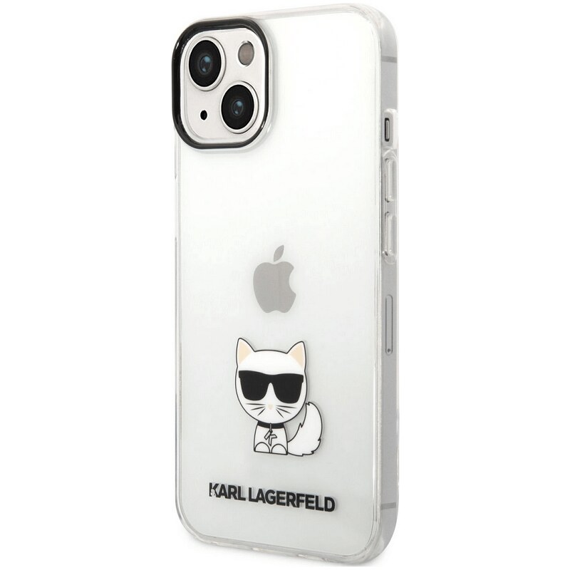 Apple iPhone 14 Plus Etui mit Karl Lagerfeld Choupette-Logo transparent KLHCP14MCTTR