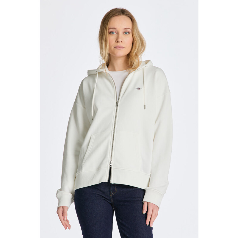 MIKINA GANT REL SHIELD ZIP HOODIE EGGSHELL 48836851