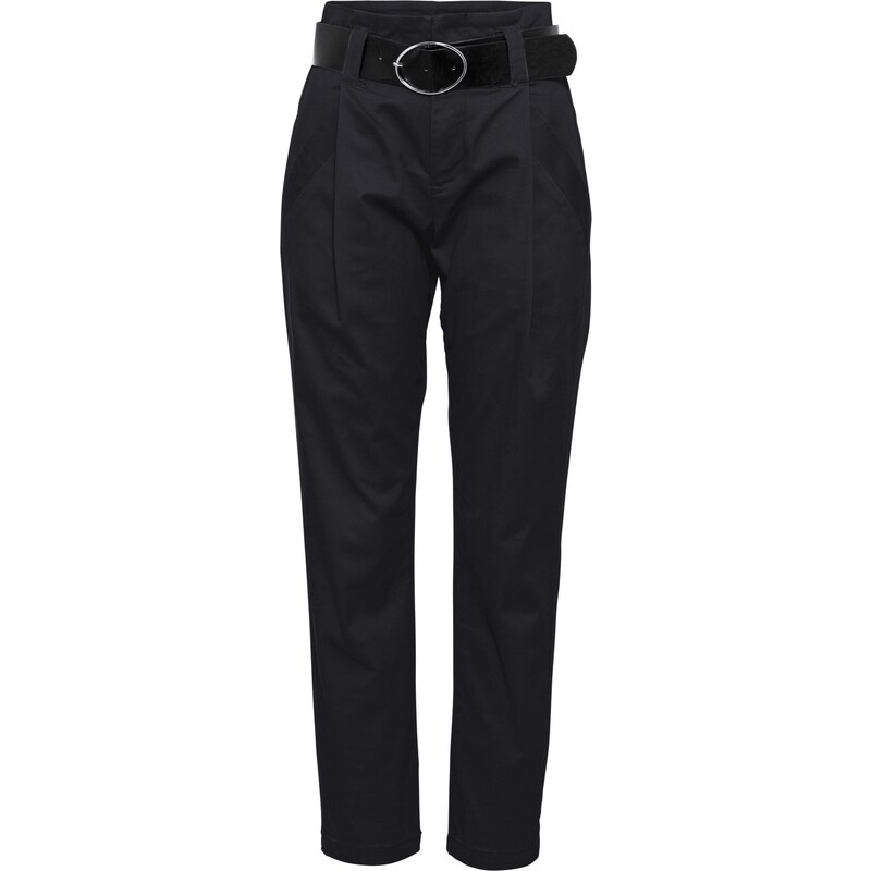 bonprix Nohavice so záhybmi z bavlny, farba čierna 45168377