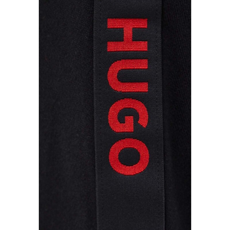 Bavlnené nohavice HUGO čierna farba,s nášivkou,50496995