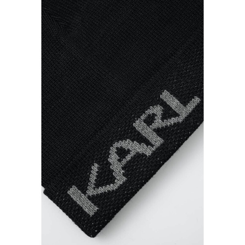 Čiapka s prímesou vlny Karl Lagerfeld čierna farba