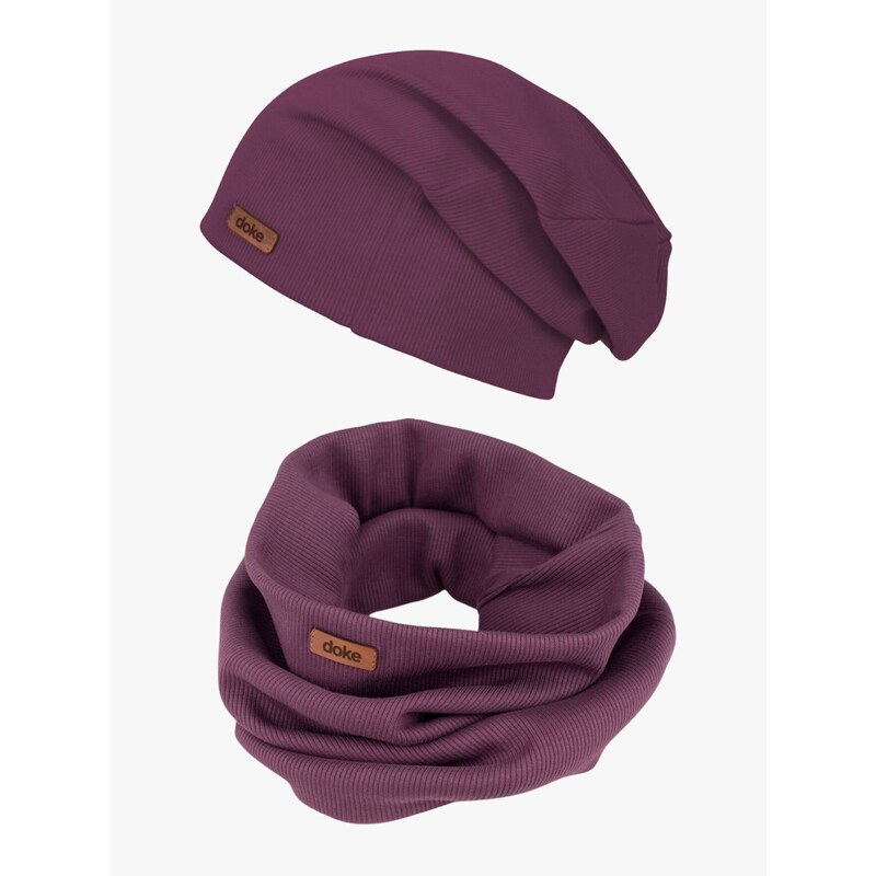 DOKE Set Bavlnená čiapka a nákrčník organic rib violet 65244505