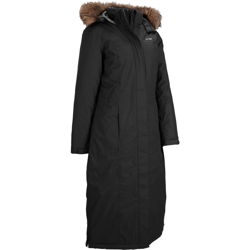 bonprix Outdoorový kabát s kožušinkou, nepremokavý, farba čierna 44732494