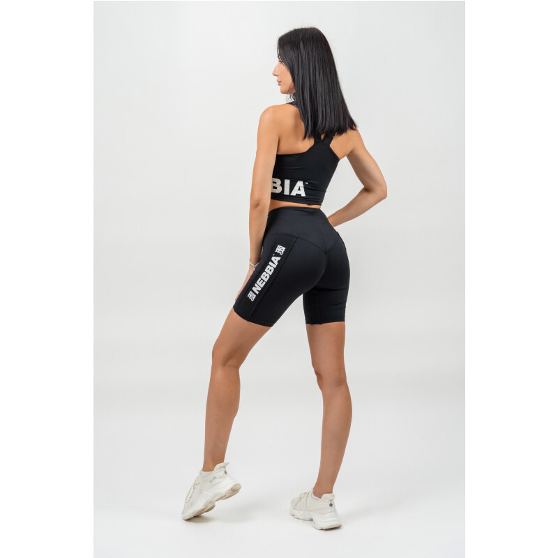 NEBBIA - Cyklistické šortky s vysokým pásom ICONIC 238 (black)