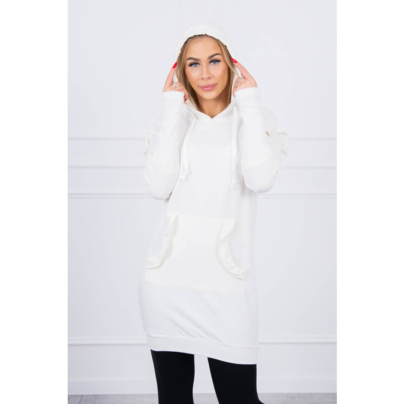K-Fashion Šaty s ozdobnými volánikmi a kapucňou ecru 49759442