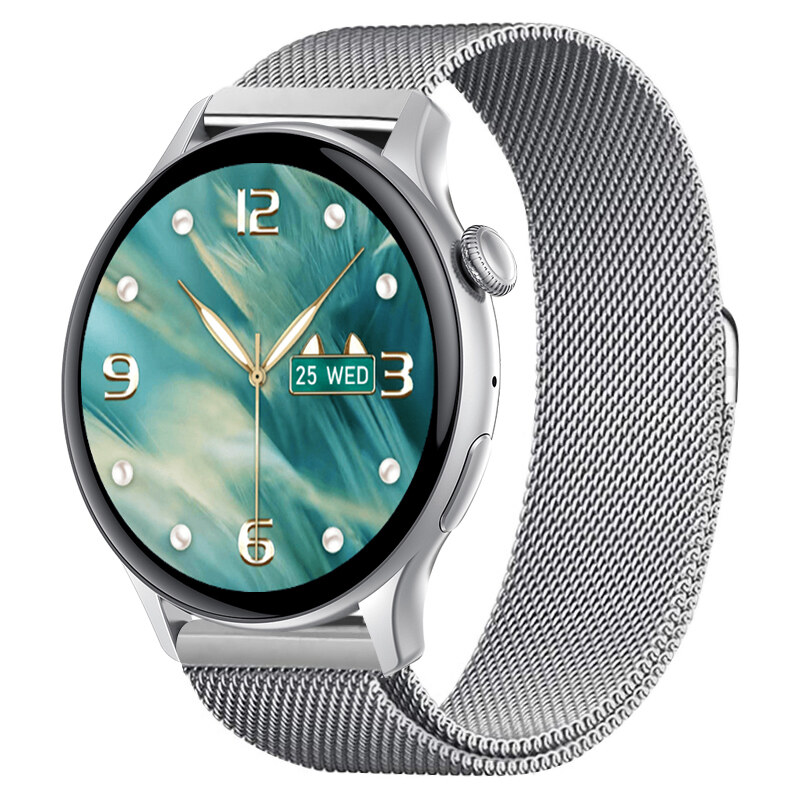Smart hodinky Madvell Talon s volaním cez bluetooth strieborné so strieborným kovovým magnetickým remienkom