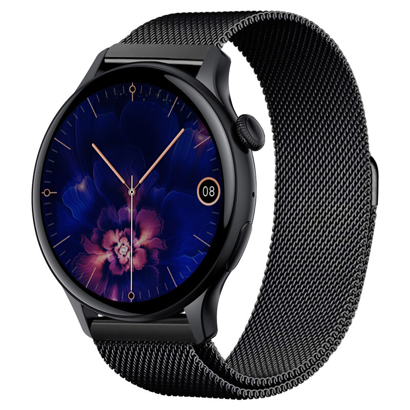 Smart hodinky Madvell Talon s volaním cez bluetooth čierne s čiernym s kovovým magnetickým remienkom