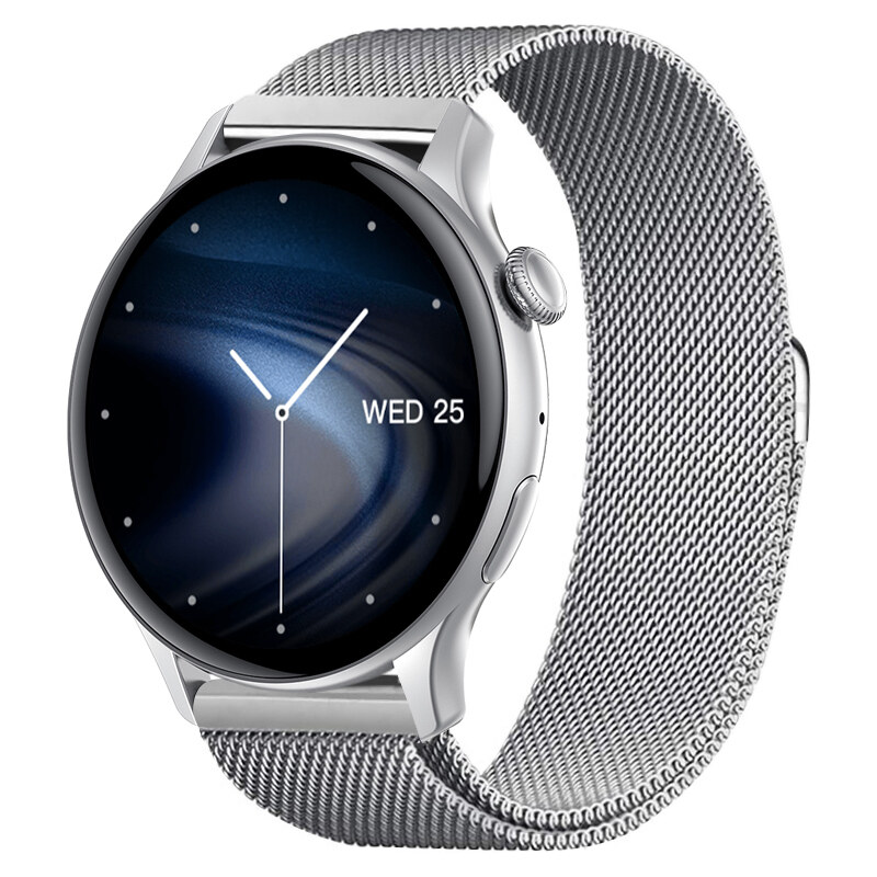 Smart hodinky Madvell Talon s volaním cez bluetooth strieborné so strieborným kovovým magnetickým remienkom