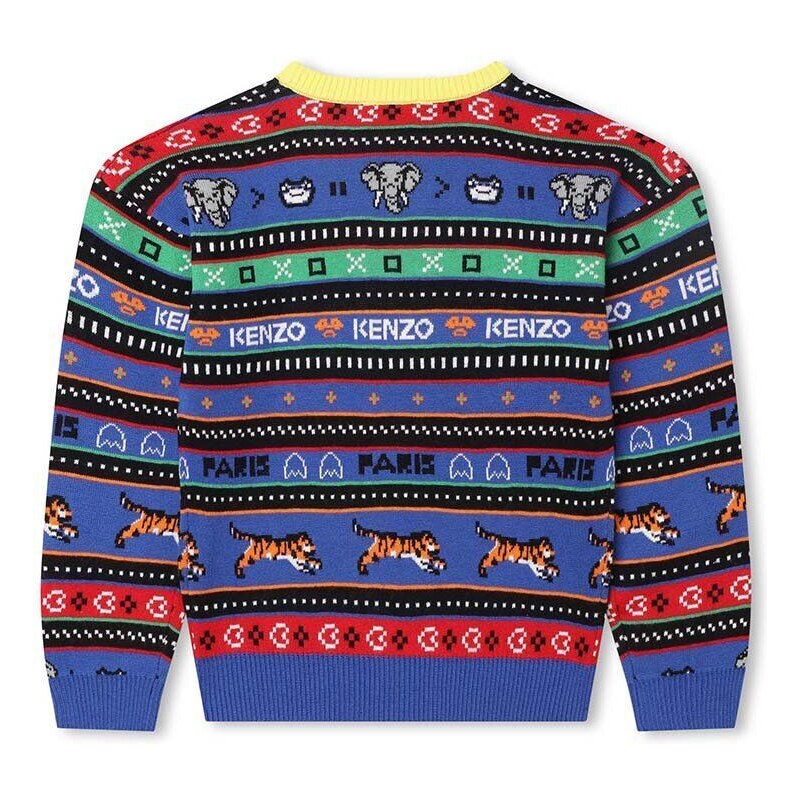 Detský sveter s prímesou vlny Kenzo Kids tmavomodrá farba