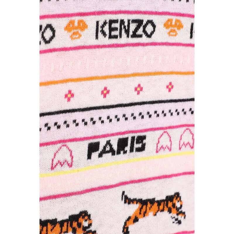 Detský sveter s prímesou vlny Kenzo Kids béžová farba
