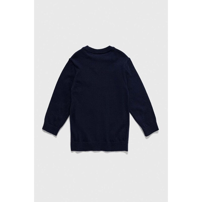 Detský sveter s prímesou vlny Lacoste tmavomodrá farba, tenký