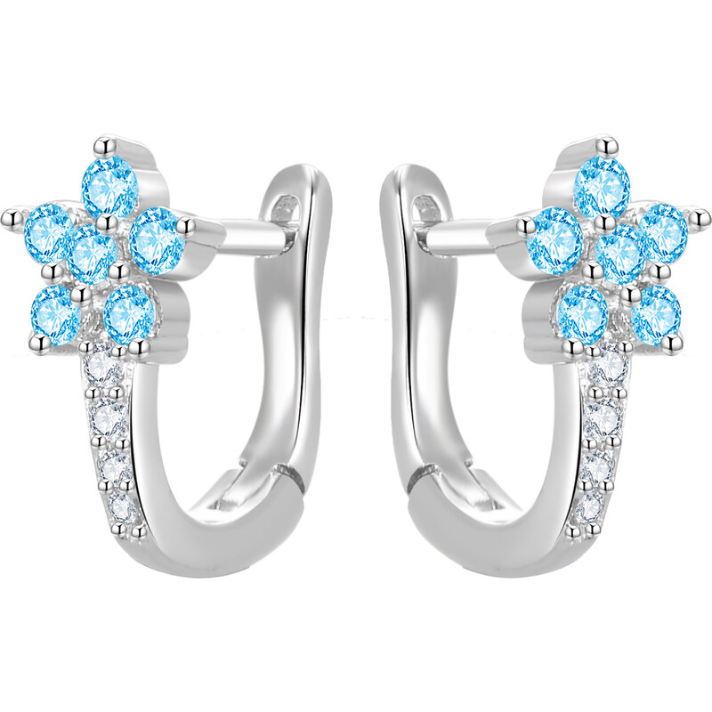 Beneto Slušivé kvietkové náušnice so zirkónmi AGUC3334-BL 66591264