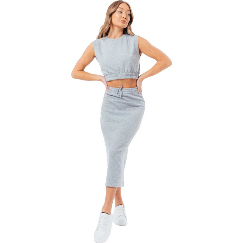 BASIC Sivá dámska súprava sukne a topu Justhype Sweat Midi Skirt 29439776