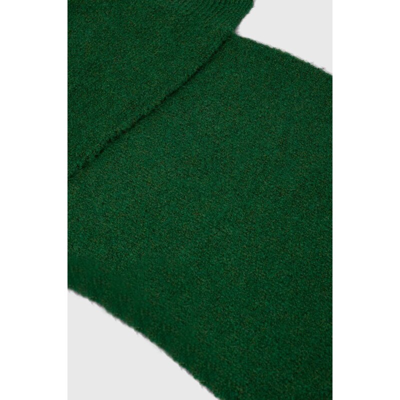 Šál s prímesou vlny American Vintage zelená farba, jednofarebný