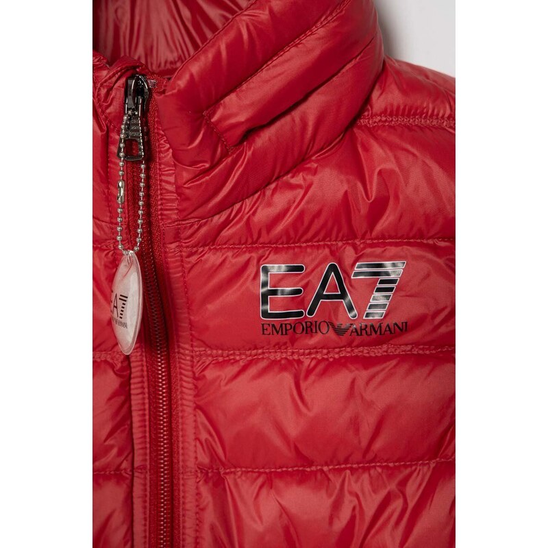 Detská páperová vesta EA7 Emporio Armani červená farba