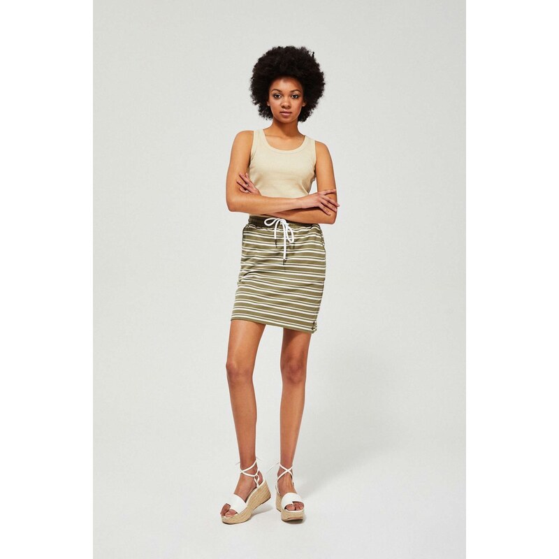 Moodo Cotton striped skirt - olive