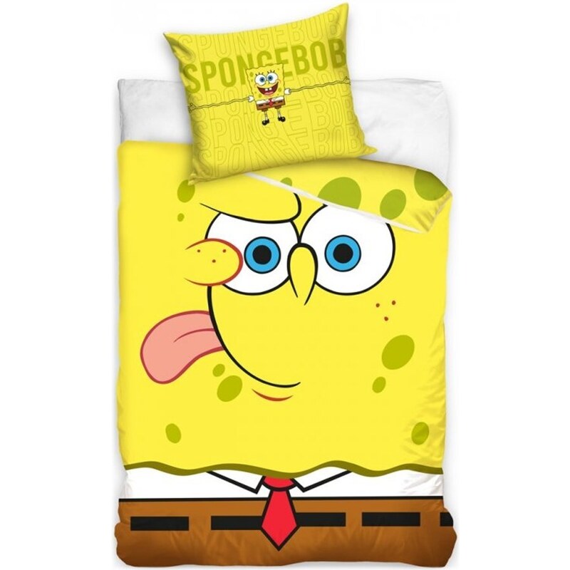 Carbotex Bavlnené posteľné obliečky SpongeBob - motív Emoji - 100% bavlna Renforcé - 70 x 90 cm + 140 x 200 cm