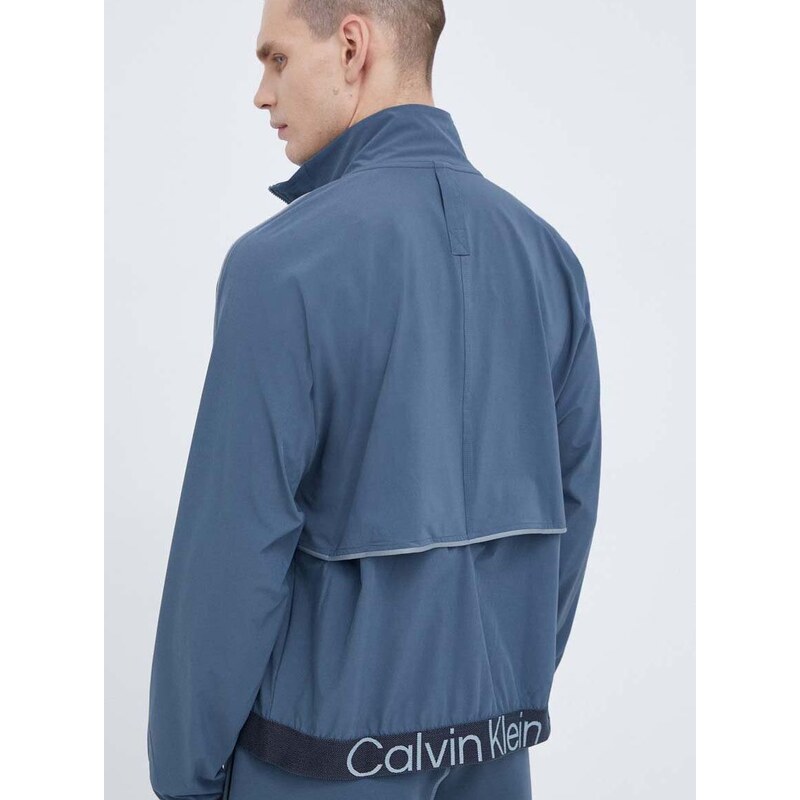 Športová bunda Calvin Klein Performance šedá farba, prechodná