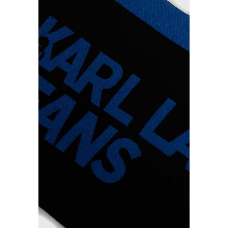 Šál s prímesou vlny Karl Lagerfeld Jeans čierna farba, vzorovaný