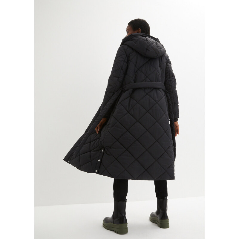 bonprix Ľahko prešívaný kabát so šálovým golierom, farba čierna