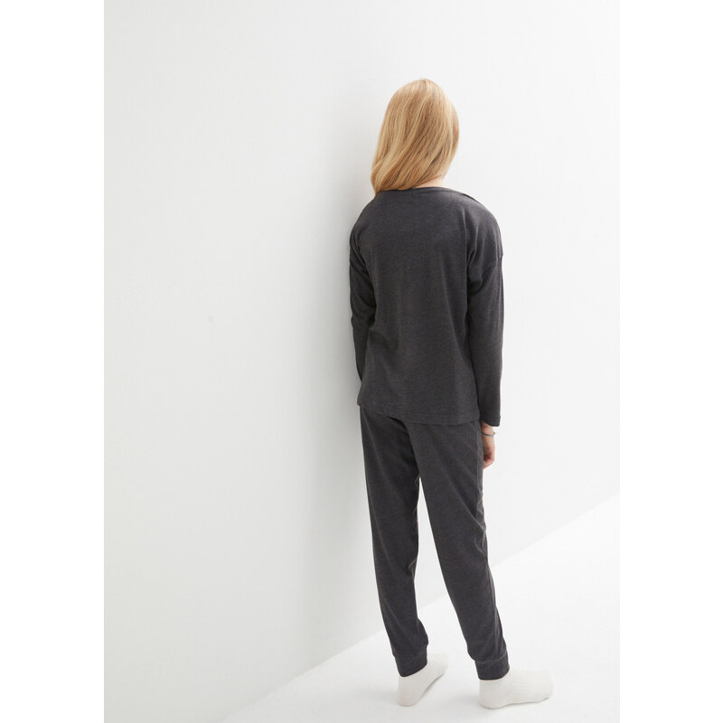 bonprix Dievčenské pyžamo z mäkkej bavlny (2 ks), farba šedá