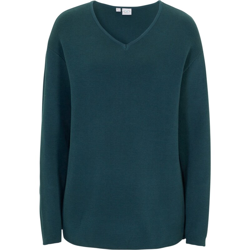 bonprix Pulóver Milano Rib, V-výstrih, farba modrá 45359066