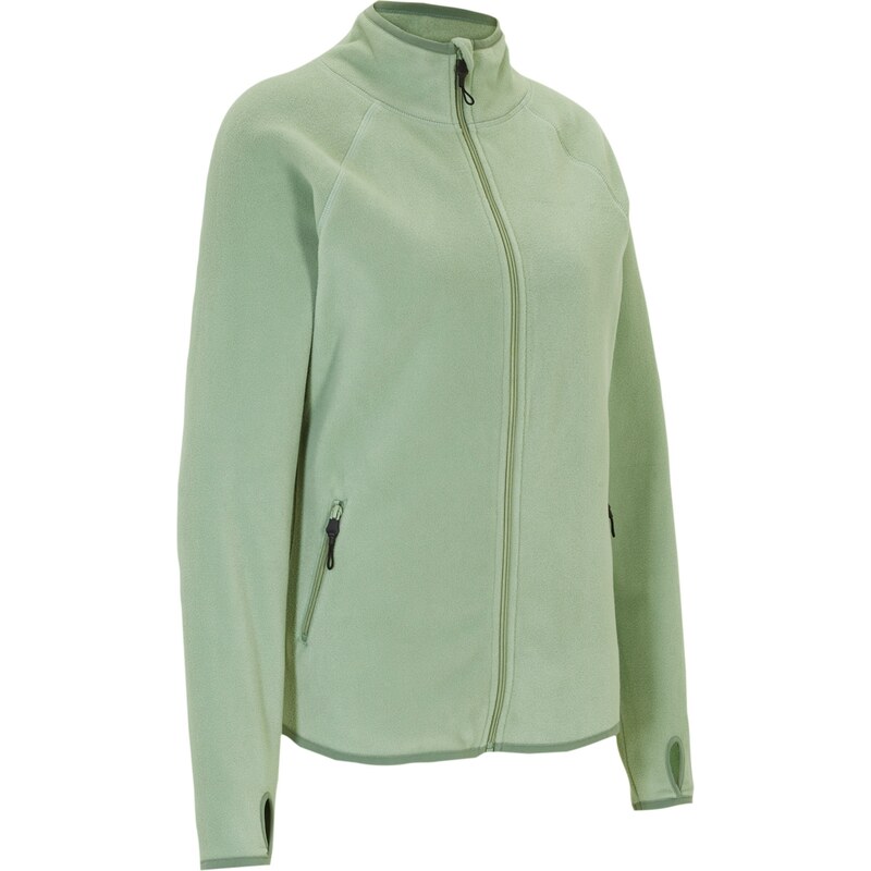 bonprix Flísová bunda s vreckami na zips, farba zelená 45359373