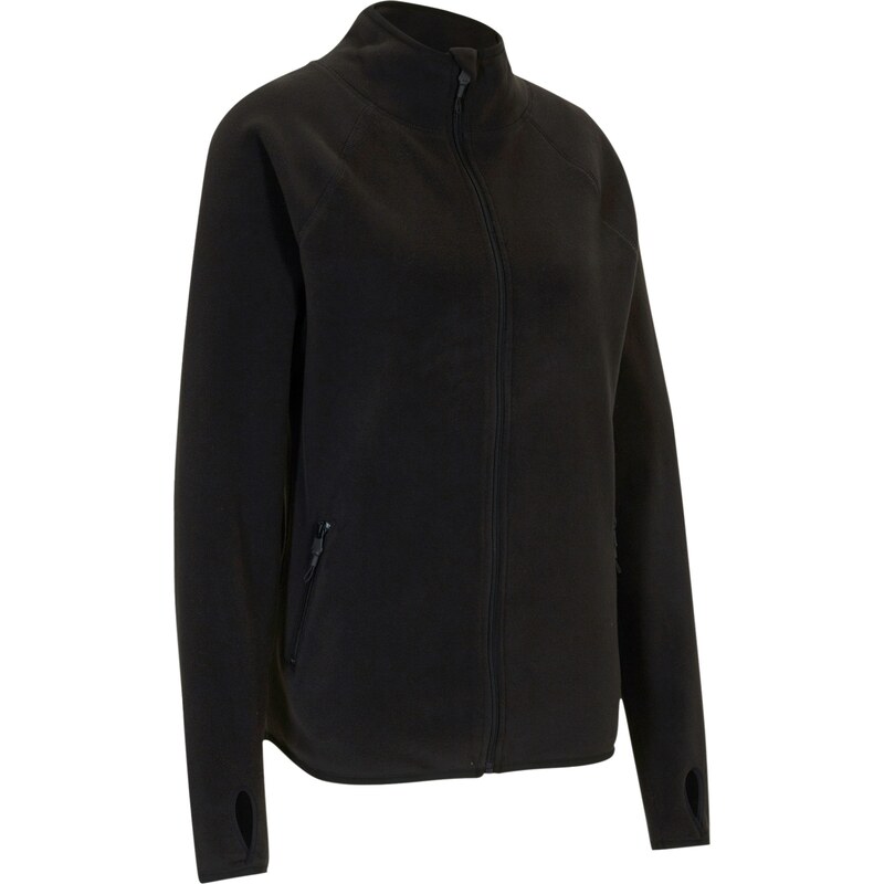 bonprix Flísová bunda s vreckami na zips, farba čierna 45359374