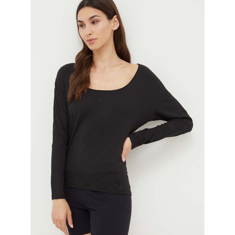 Tričko s dlhým rukávom Calvin Klein Underwear čierna farba