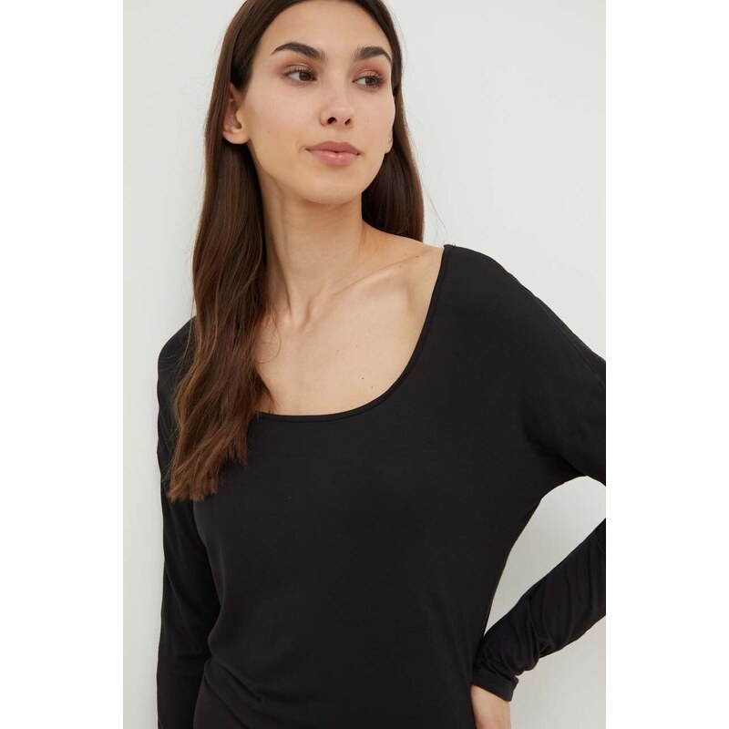 Tričko s dlhým rukávom Calvin Klein Underwear čierna farba