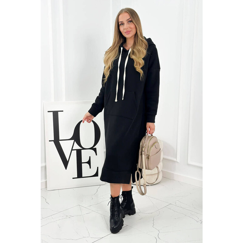 Fashionweek Talianske teplákové dlhé zateplené šaty s kapucňou K9623 48752704