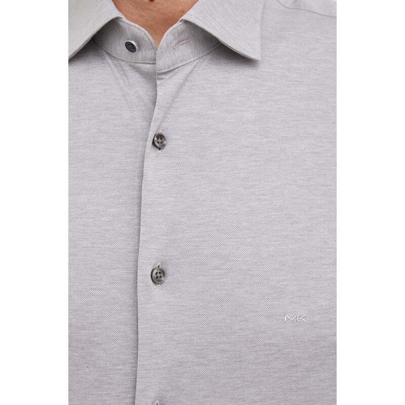 Bavlnená košeľa Michael Kors pánska, šedá farba, slim, s talianskym golierom