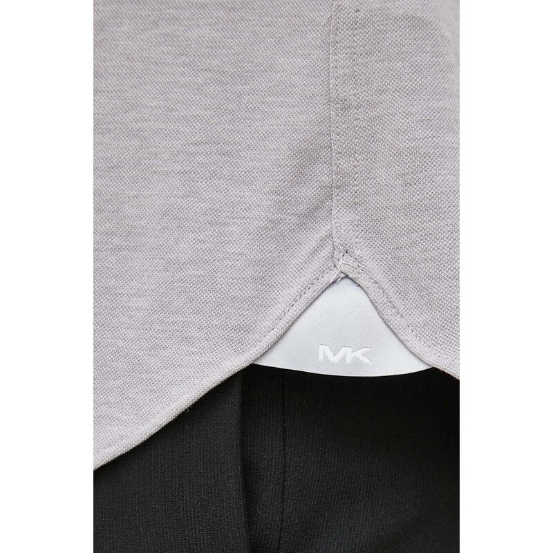 Bavlnená košeľa Michael Kors pánska, šedá farba, slim, s talianskym golierom